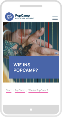 Smartphone-Ansicht  des Headers mit großem Bild und Headline-Textbox