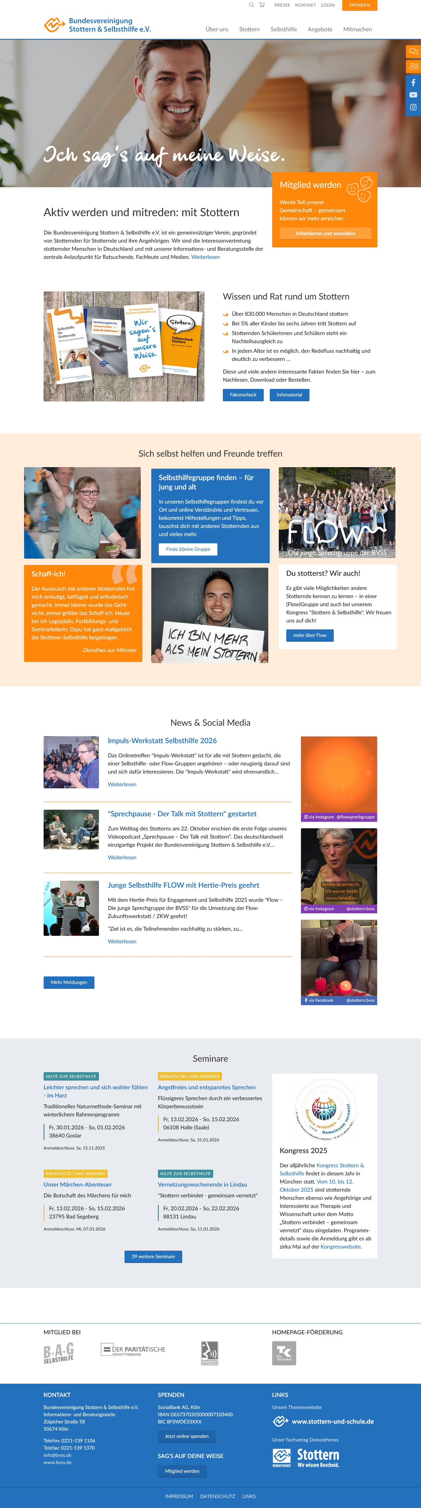 Screenshot der Startseite von bvss.de