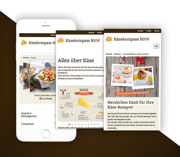 Abbildung der responsiven TYPO3-Webseite Käse-NRW