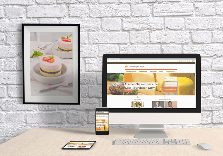 Abbildung der responsive TYPO3-Webseite Vermarktungsportal Käse-NRW