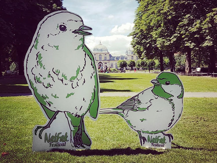 NatFak Festival | Promo-Aufsteller Vögel auf der Hofgartenwiese, Bonn