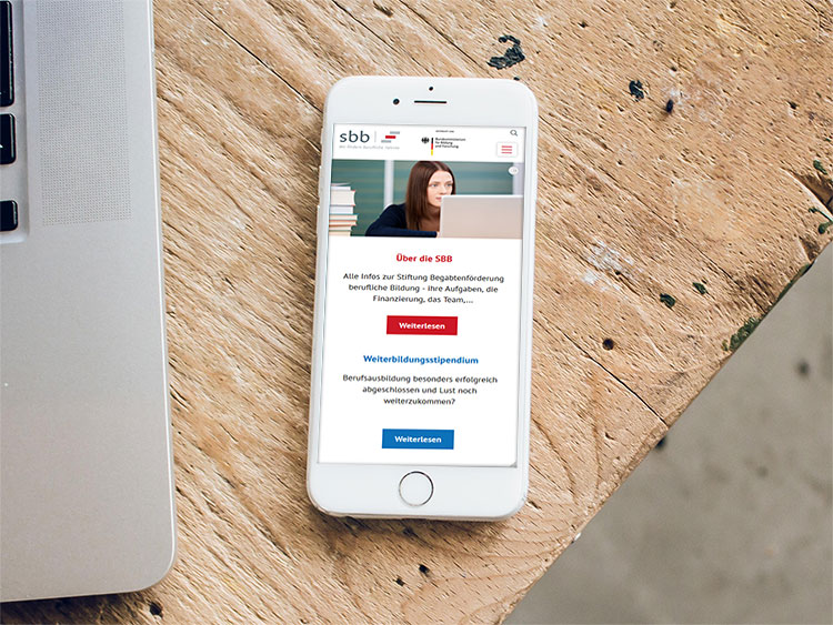 Smartphone-Ansicht sbb-stipendien.de
